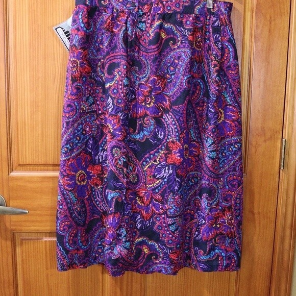 The New York Clothing Co 1990s Floral Mosaic Boho Hippie Rayon Midi Skirt NWT US - Picture 5 of 12